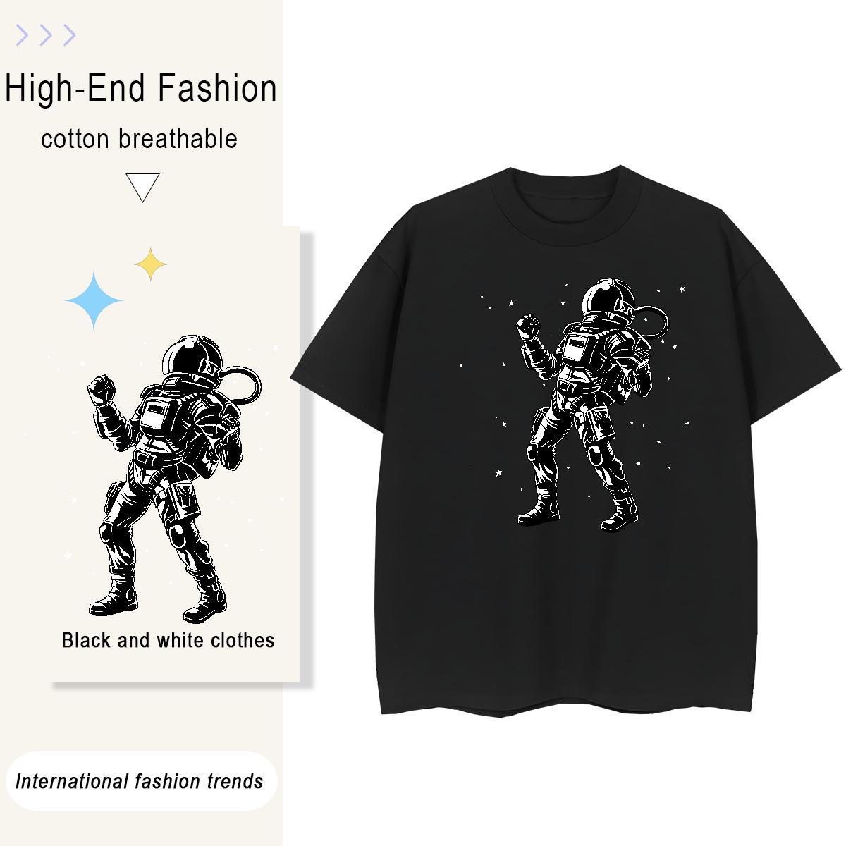 5A Tshirt for Man Woman 230g Cotton cosmonaut Casual Woman T Shirts Comfortable Floral Print Tshirts