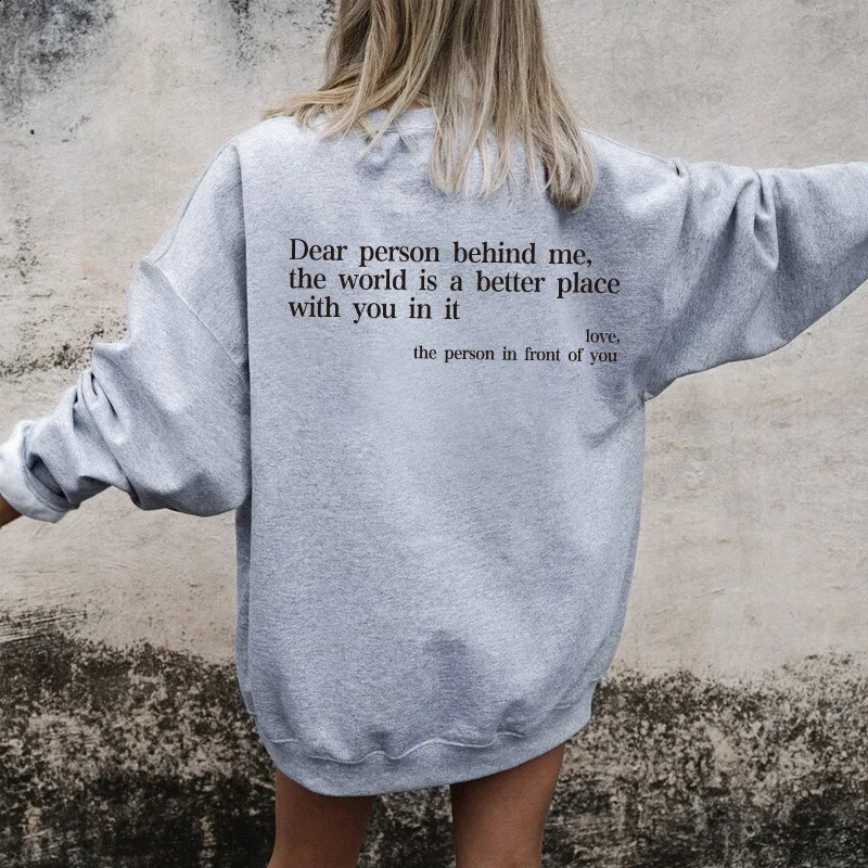 you ary enght fashion casual back collar plus velvet round collar letter printed sweater womens foreign trade tops 240824