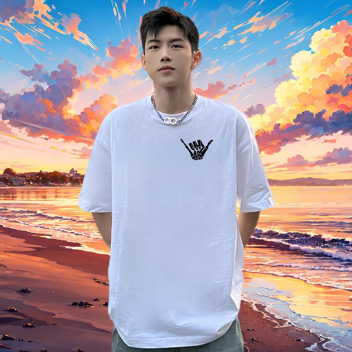Unisex Men T Shirts 230g 100% Cotton skull Street Wear Custom Printing Pure Cotton Tshirt for Man Woman 2024 Polos