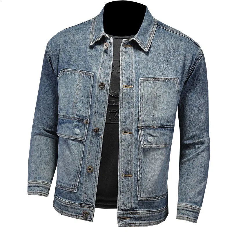 SpringSummer Fashion Trend Retro Mens Denim Jacket Casual Loose Comfortable High Quality Plus Size M4XL 240824