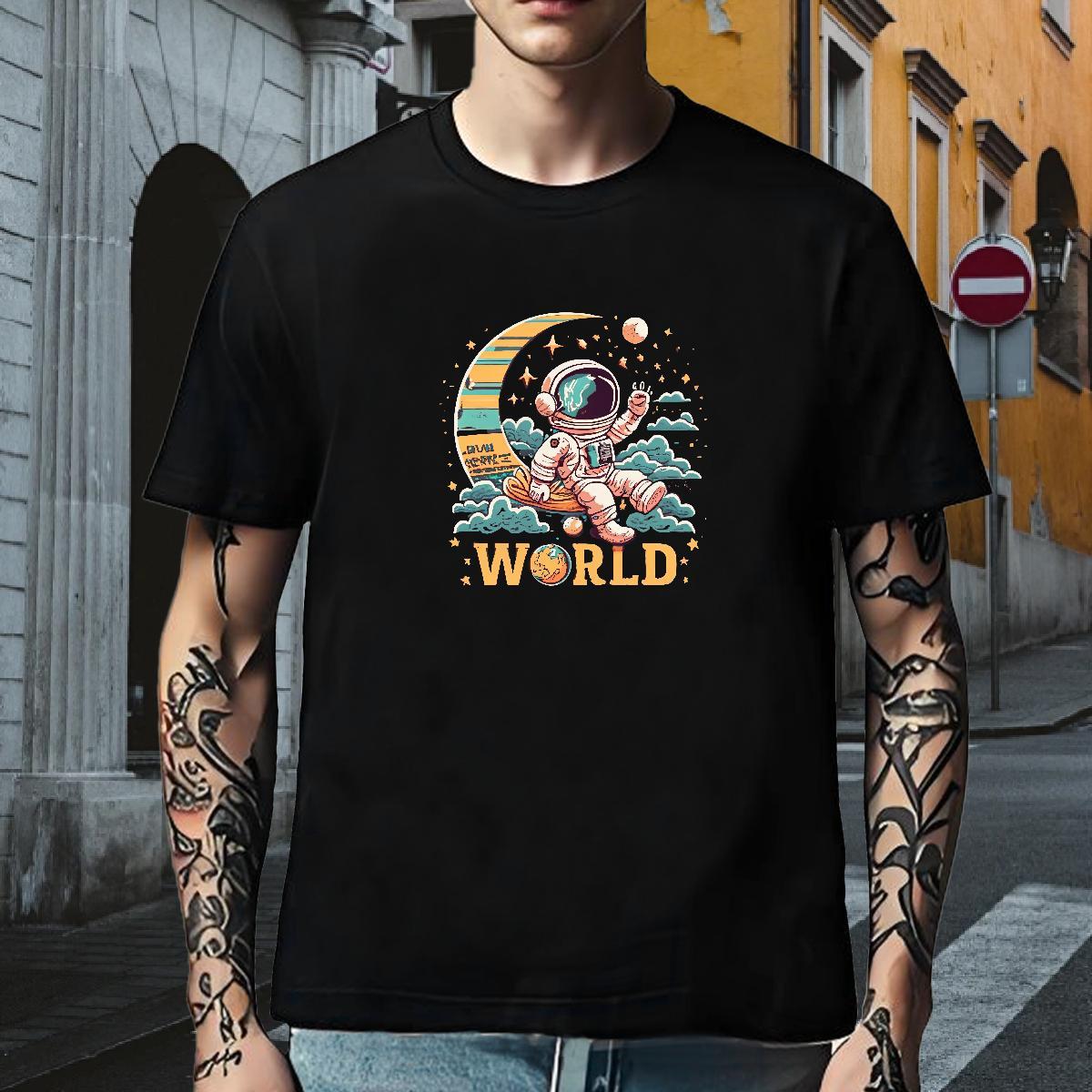 Cool T shirt 230g Pure Cotton spaceman Daily Wear Oversized 3XL 4XL Short Sleeve Soft Couples T Shirts Fashion Designer Polos