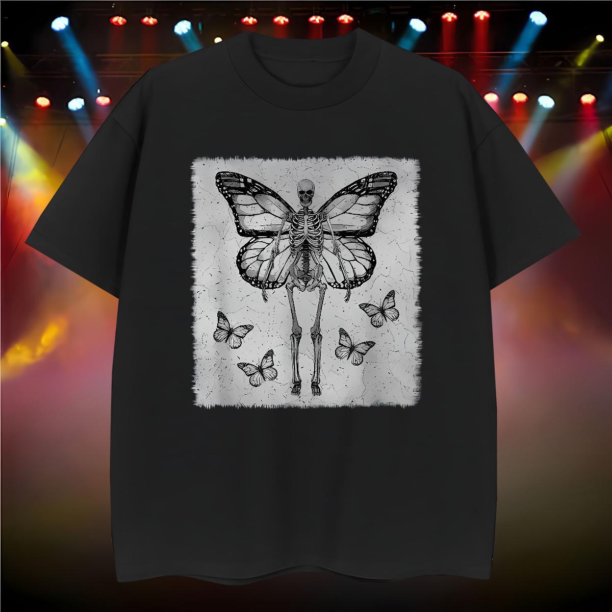 Soft T Shirt For Man 230g Cotton butterfly Hip Hop Street Custom Big Size Short Sleeve O-Neck Men Clothes T-Shirt 2024 New Polos
