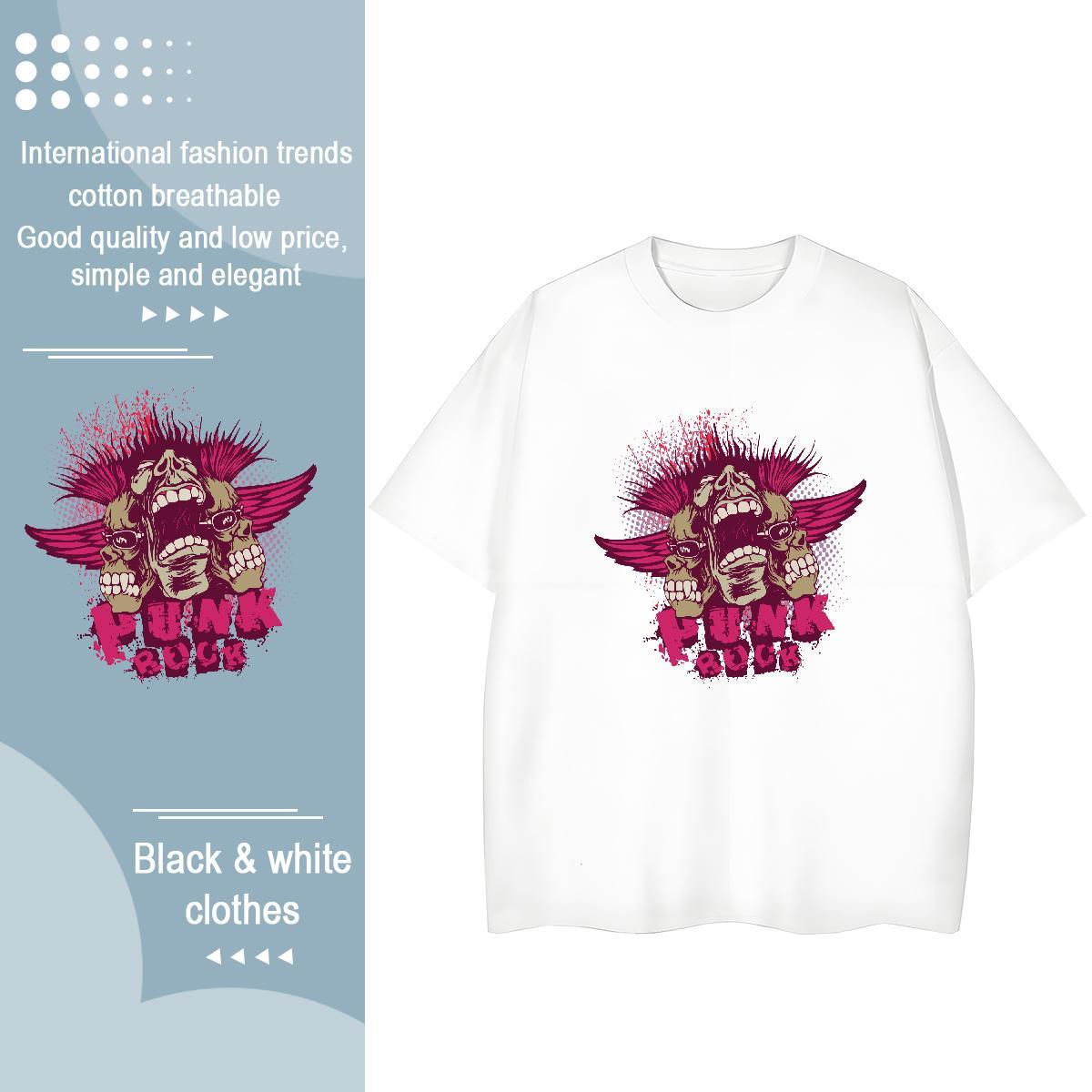 Unisex T-Shirts for Men 230g 100% Cotton skull Summer Casual Oversized 3XL 4XL Short Sleeve Soft Couples T Shirts New Arrival Top Tees