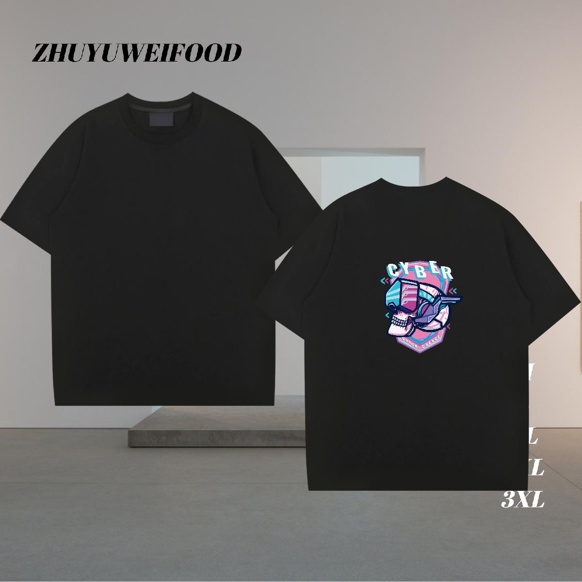 Brand T-Shirts 100% Cotton 230g skull Outdoor Cartoon Print Breathable Soft Men Clothes T-Shirt Custom Tops