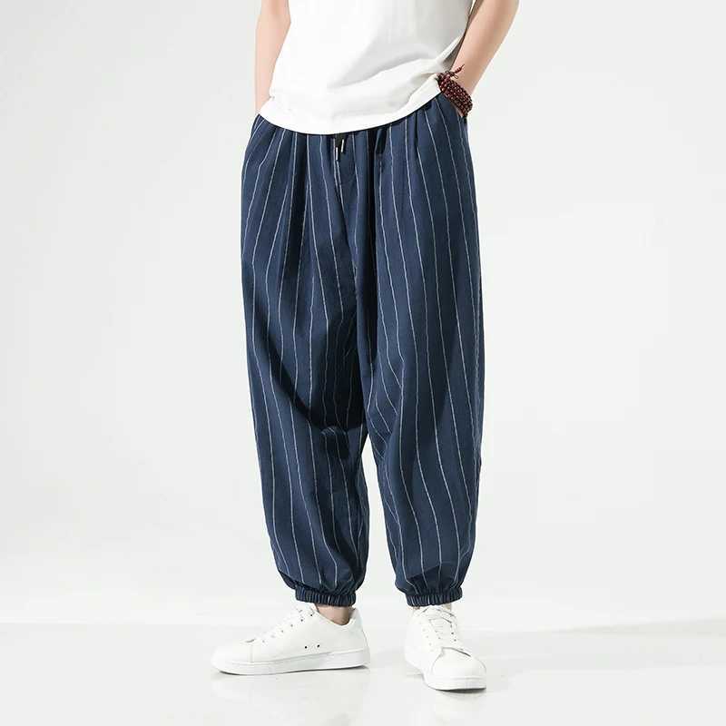Sweatpants Spring Summer Harajuku Casual Mens Pants Cotton Striped Joggers Fashion Harem Baggy Pants For Man M240824