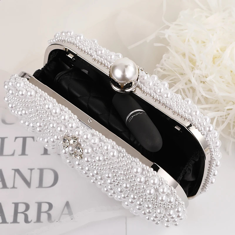 Trendy Pearl Dinner Bag Chain Strap Shoulder Elegant Celebrity Handheld Evening Dress Marriage Party Storage 240824