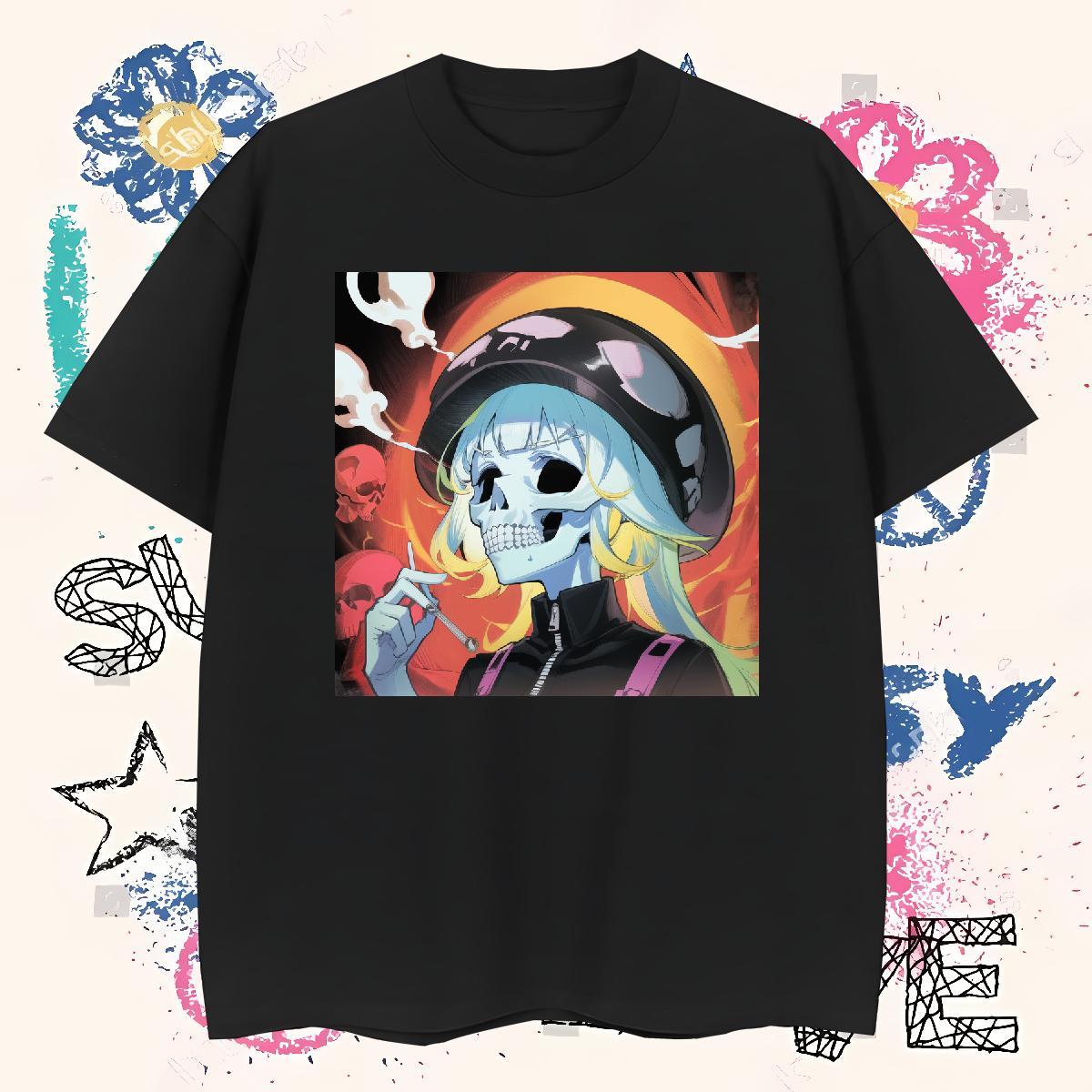 Loose Fit Man T Shirts 100% Cotton 230g skull Daily Outfit Custom Cartoon Short Sleeve Soft Mens Tshirts Designer Tops Shirt