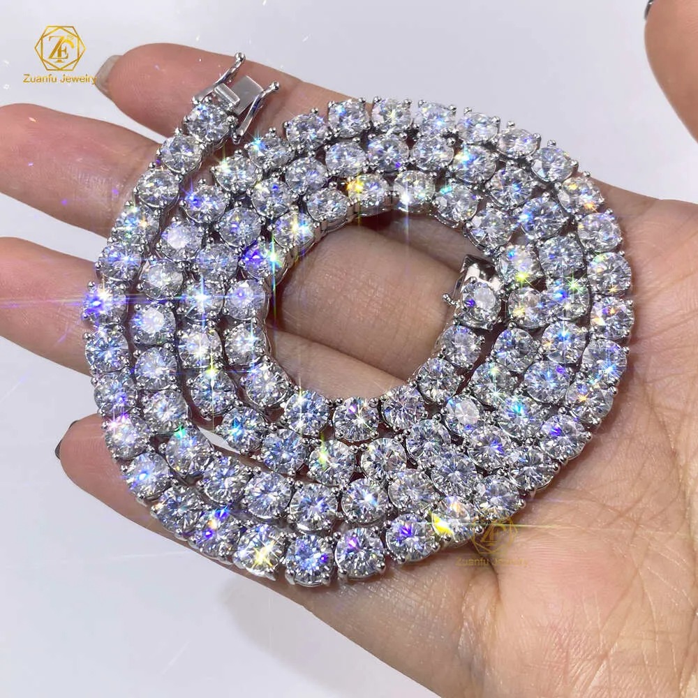 moissanite chain jewelry designer necklace 3MM 4MM 5MM Sterg Sier VVS Dia Moissanite Tennis Chain with Wholesale Hip Hop Fine Jewelry Necklace