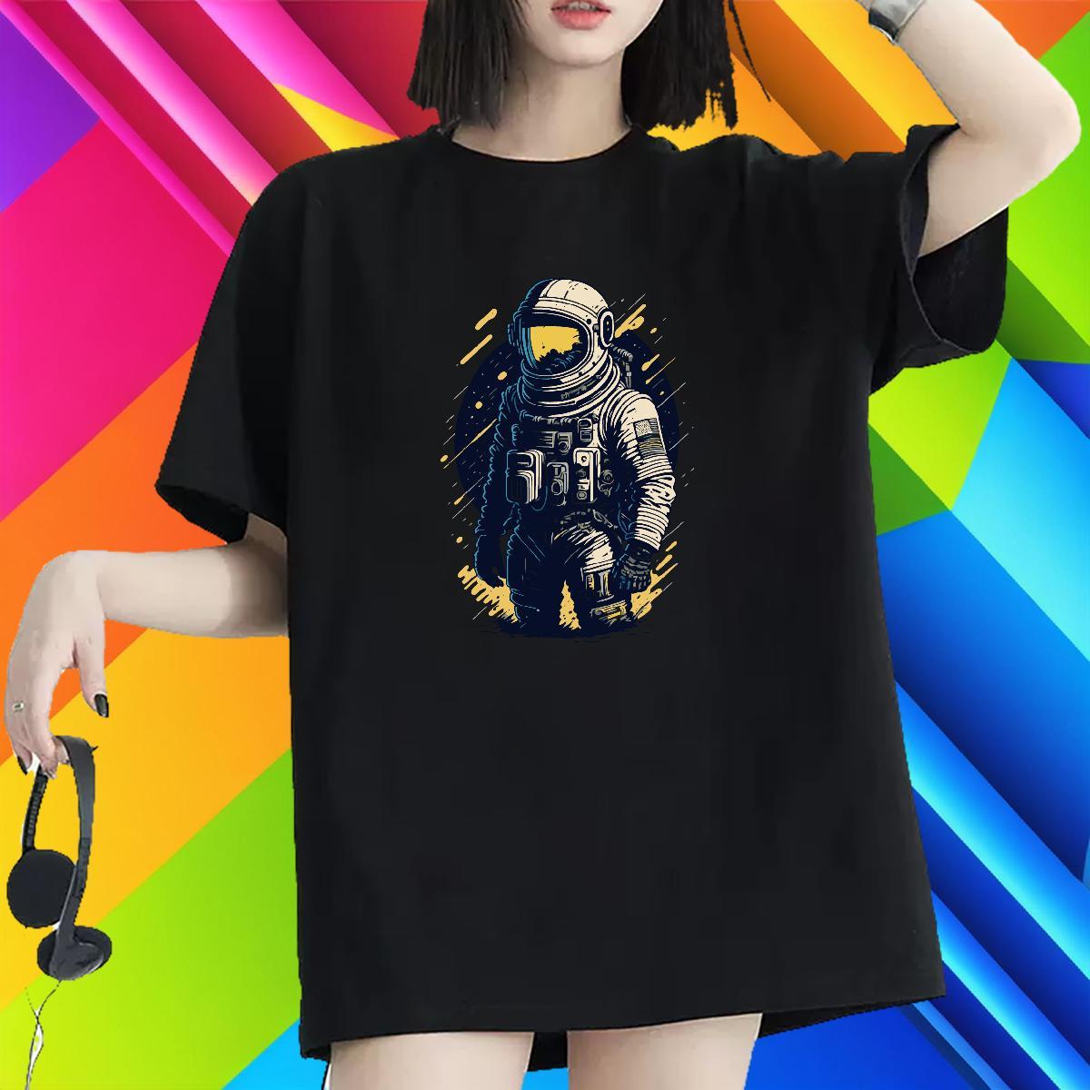 Designer Nice Womens Tshirts 100% Cotton 230g cosmonaut Casual Womens T Shirts Breathable Short Sleeve Anime Clothings