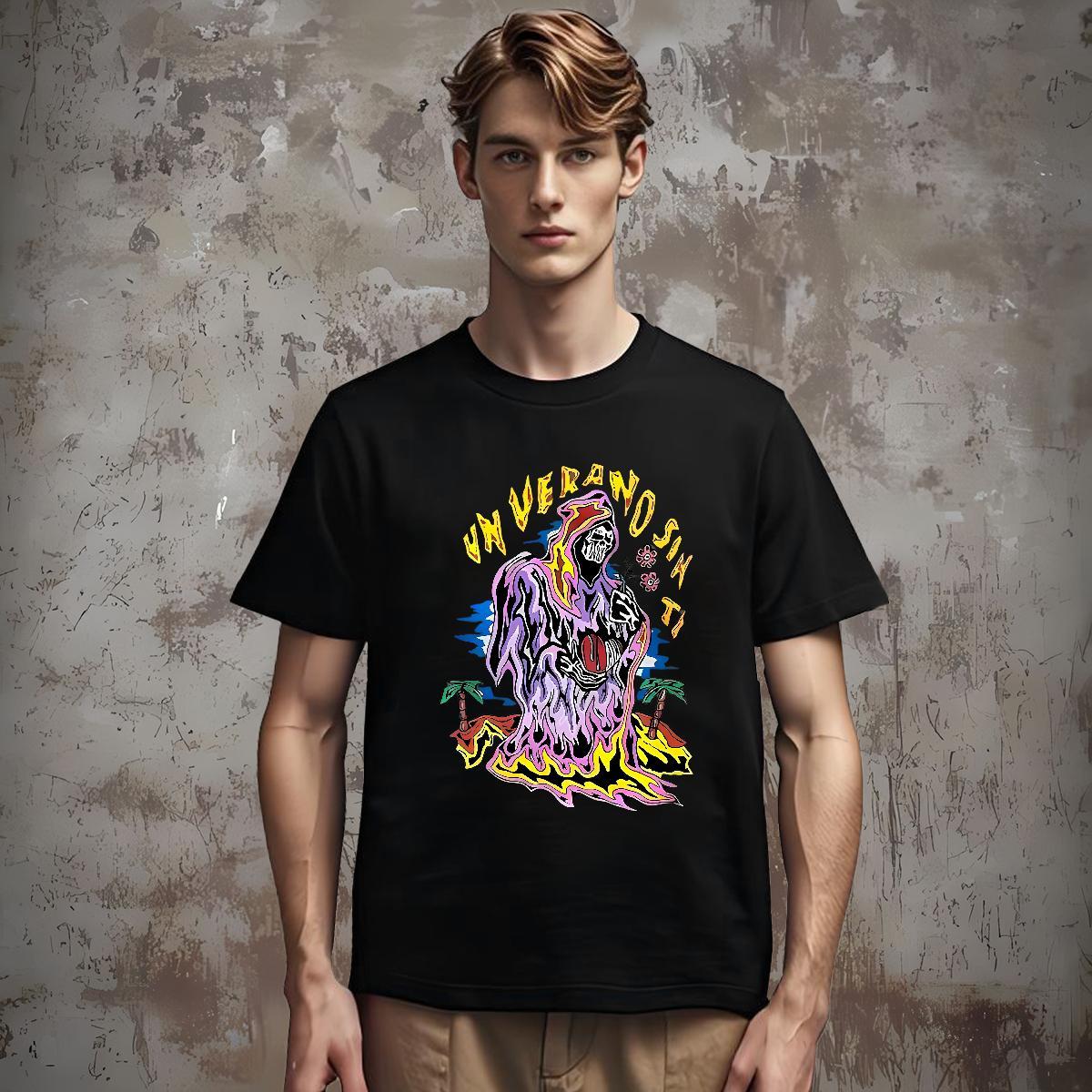 Popular Men T Shirts 100% Cotton 230g halloween Casual Beach White Plus Size Pure Cotton Men Tees Factory Direct Clothes