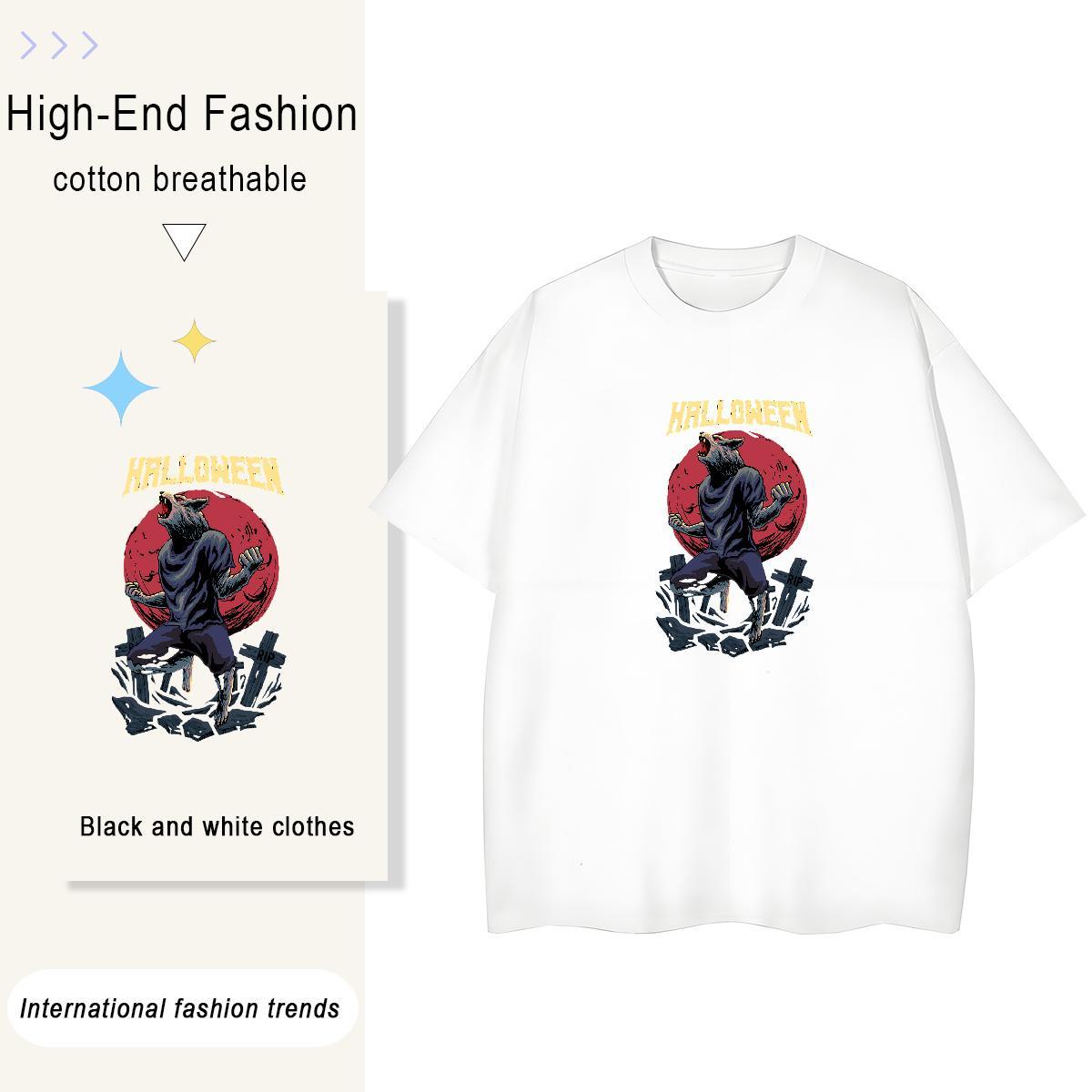 Designer T Shirt For Man 230g Cotton skull Outdoor Custom Printed Crew Neck Breathable Men Tshirts Fashion Designer Tops