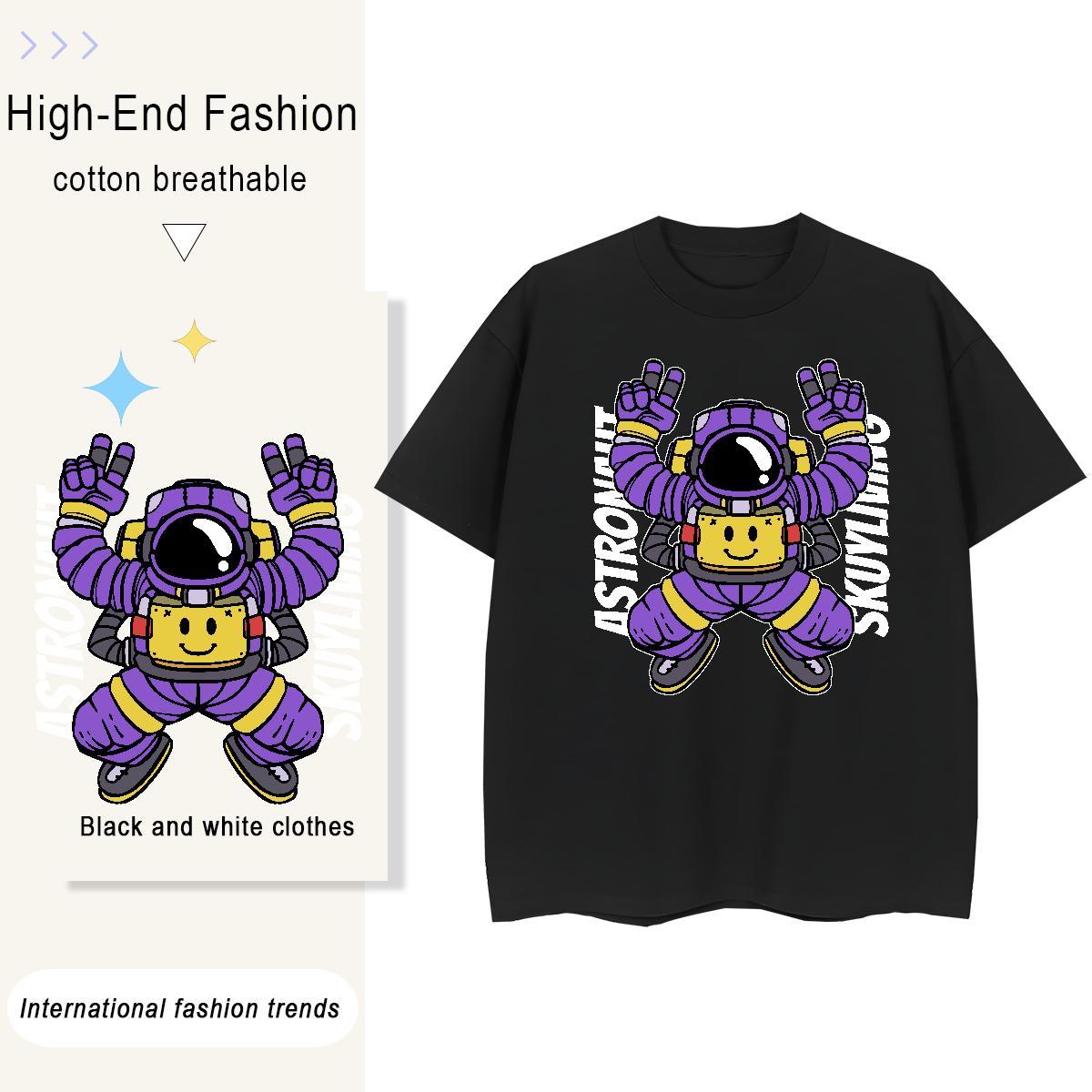 Popular Unisex Tshirts 230g 100% Cotton planet Spring Summer Women T Shirts Short sleeve Soft Anime Print Tees