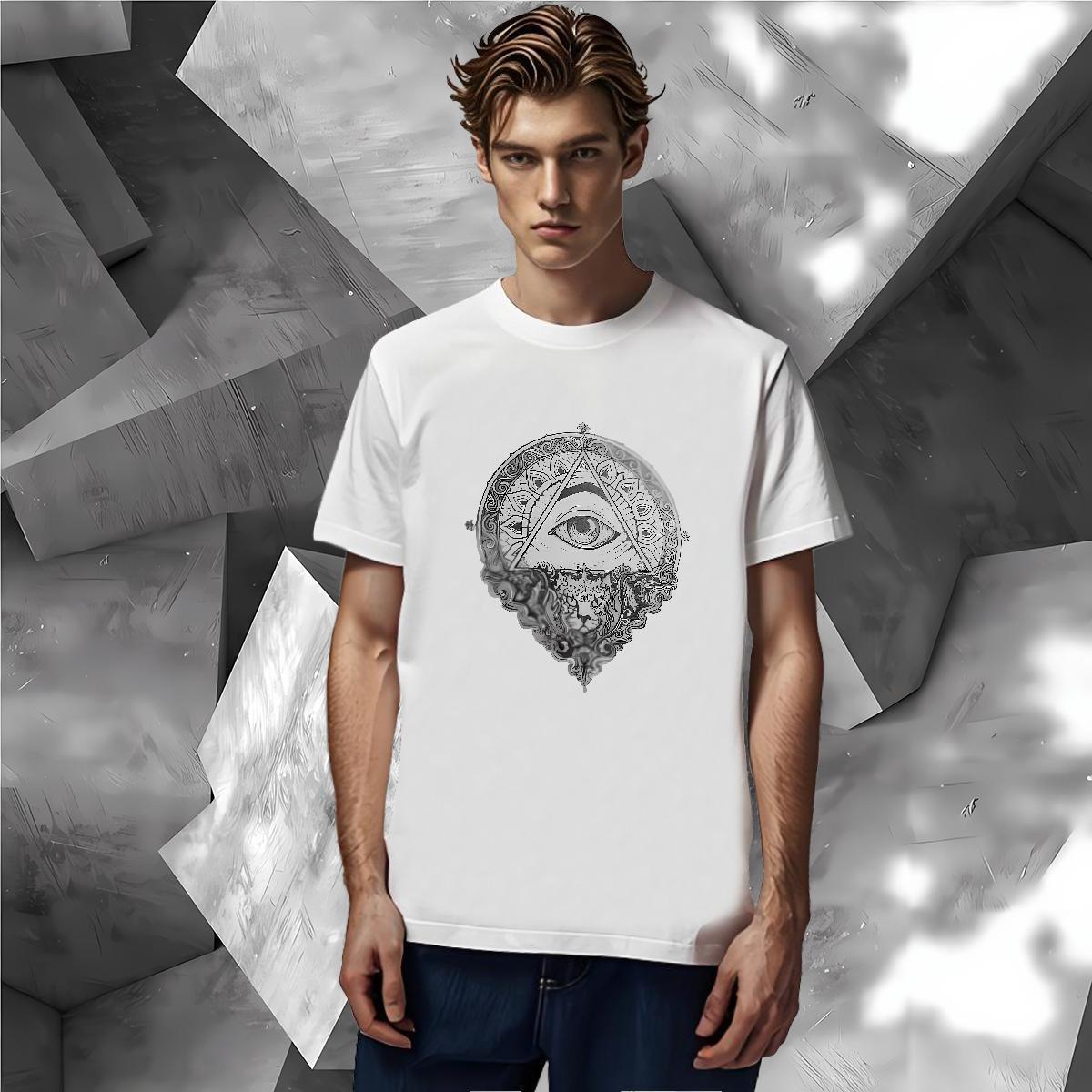 TOP Quality T-Shirts 230g Cotton eye of the devil Hip Hop Custom Printed Round Neck Short Sleeve Tshirts Wholesale Tee Shirt