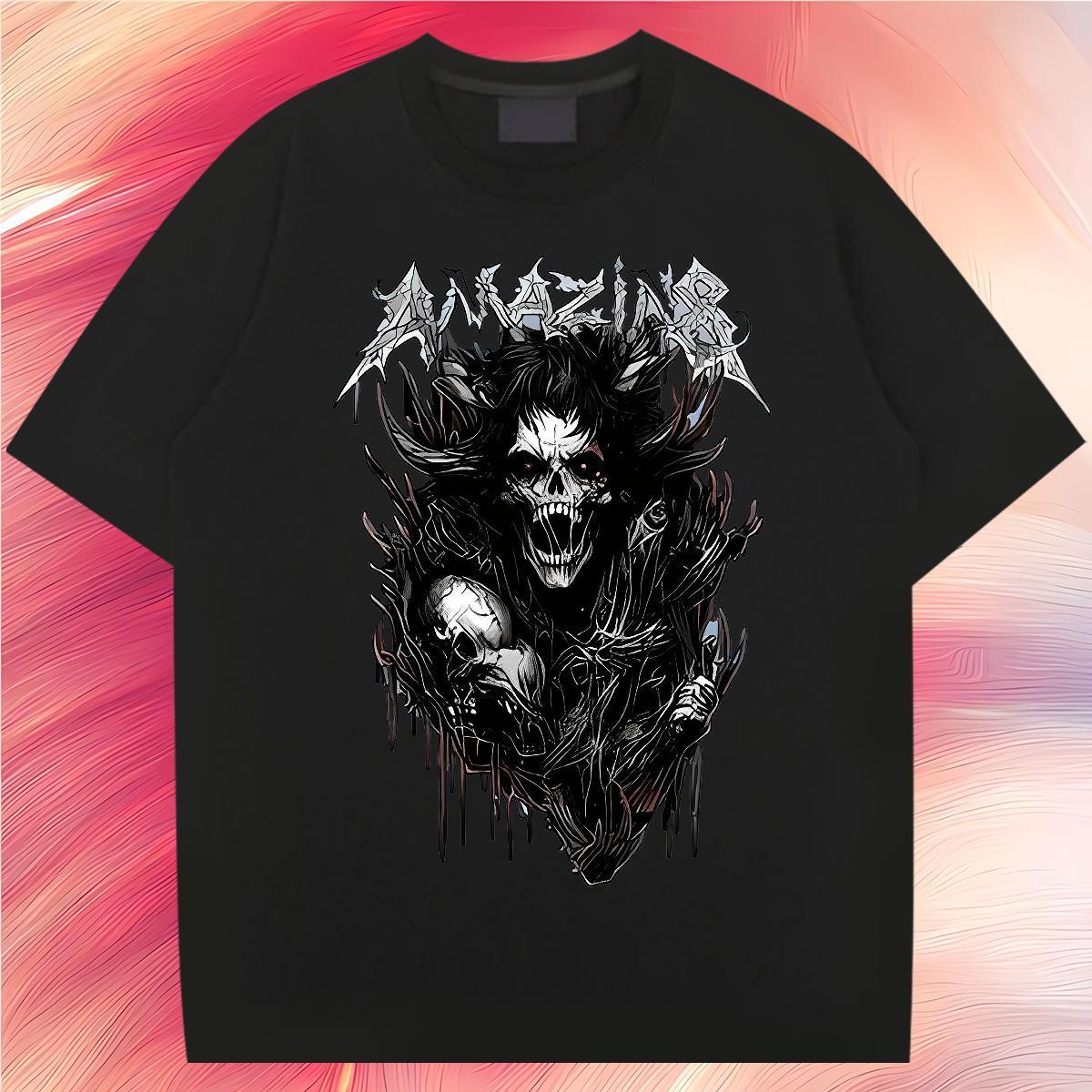 Comfortable T-Shirts for Men 100% Cotton 230g skull Anime Printing Street Custom Anime Breathable Crew Neck Tshirt for Man Woman 2024 Designer Wear