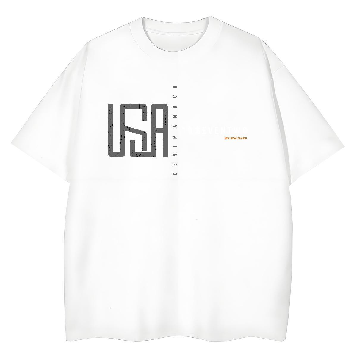 Soft Womens Tshirts 100% Cotton 230g USA Outdoor T-Shirts Breathable Short Sleeve Cartoon Print Tees