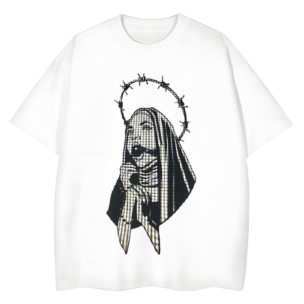 Designer Nice Lady T shirt 230g Cotton nun High Street Hip Hop T-Shirts for Women Breathable Short Sleeve Cartoon Print Tops