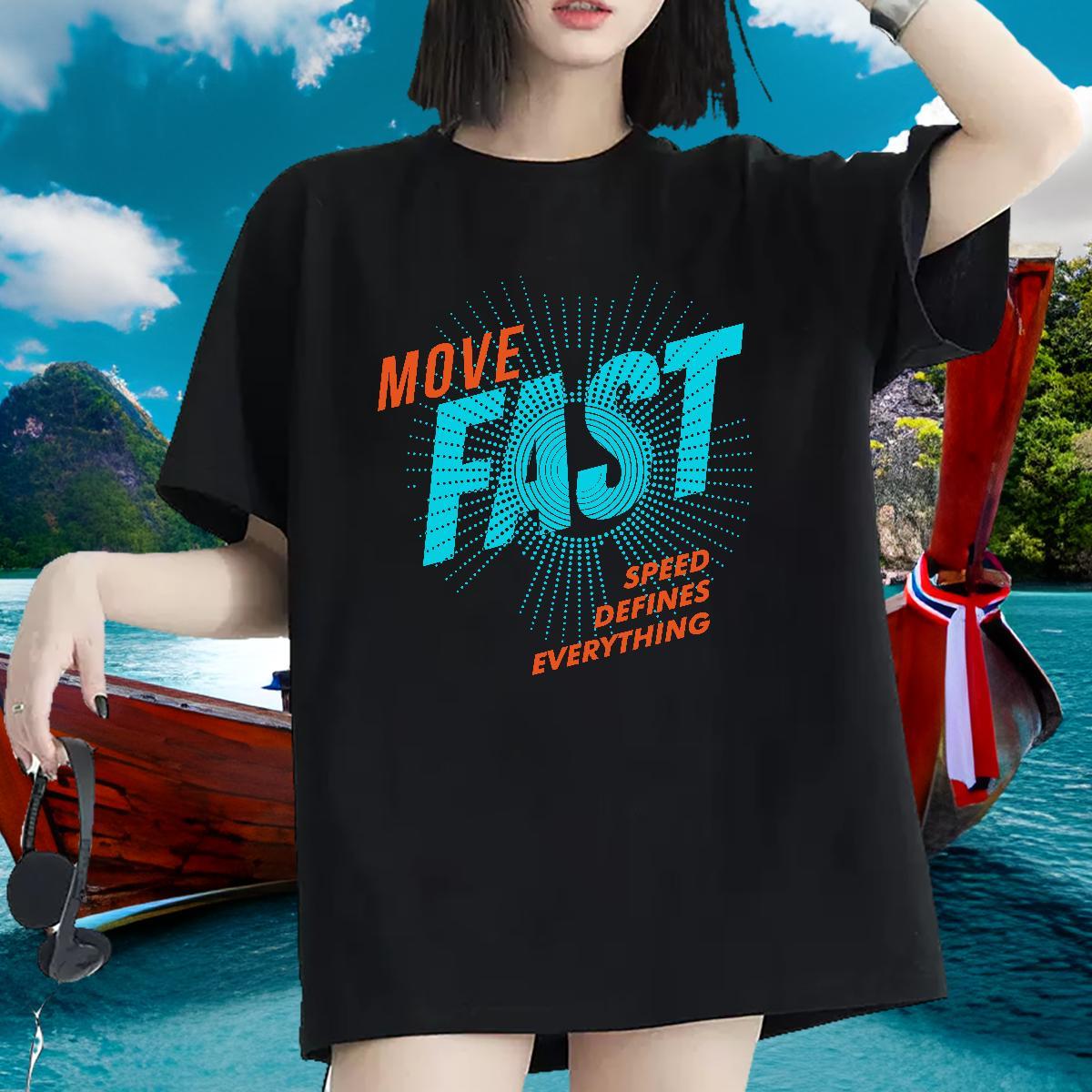 Unisex Womens Tshirts 230g 100% Cotton letter High Street Hip Hop T shirt Round Neck Short Sleeve Anime Top Tees
