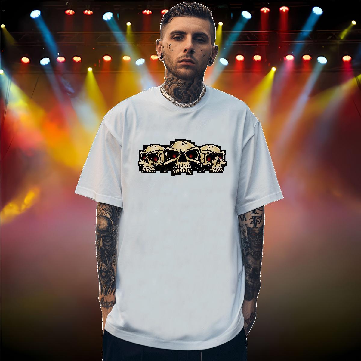 Loose Fit T-Shirts for Men 230g Pure Cotton skull Street Wear Custom Big Size Breathable Short Sleeve Men Clothes T-Shirt Classic Tshirts