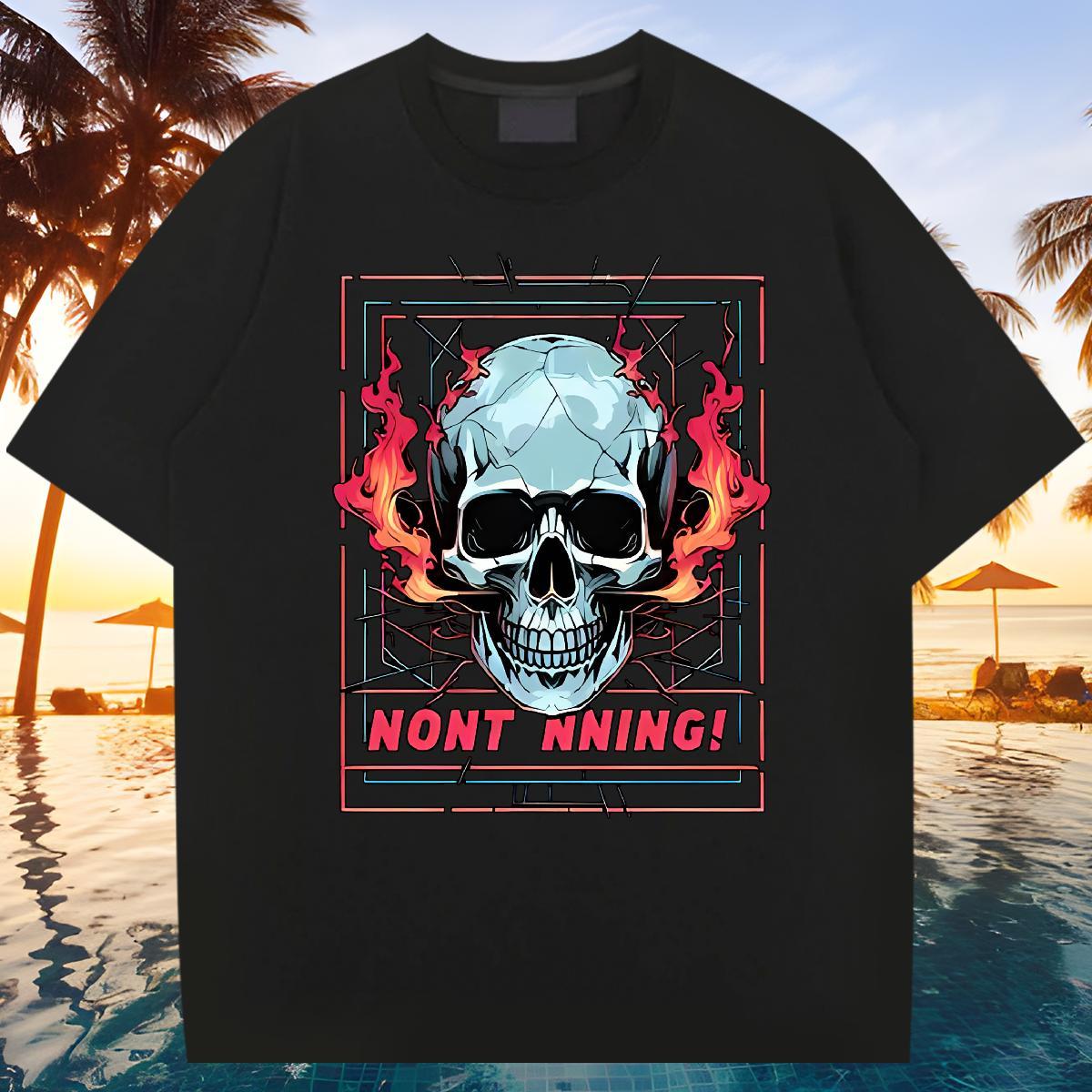 Soft T Shirt For Man 230g Pure Cotton skull Hip Hop Street Custom Big Size Breathable Short Sleeve Couples T Shirts Factory Direct Tops Tees