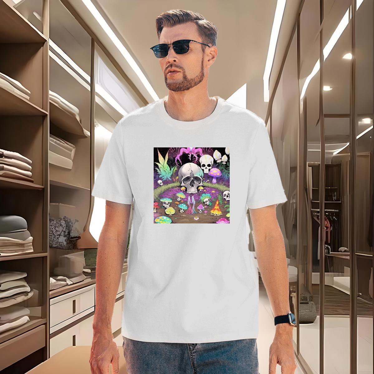 Loose Men T Shirts 100% Cotton 230g skull Sports Casual Graphic Crew Neck Breathable Tshirt for Man Woman 2024 Tees
