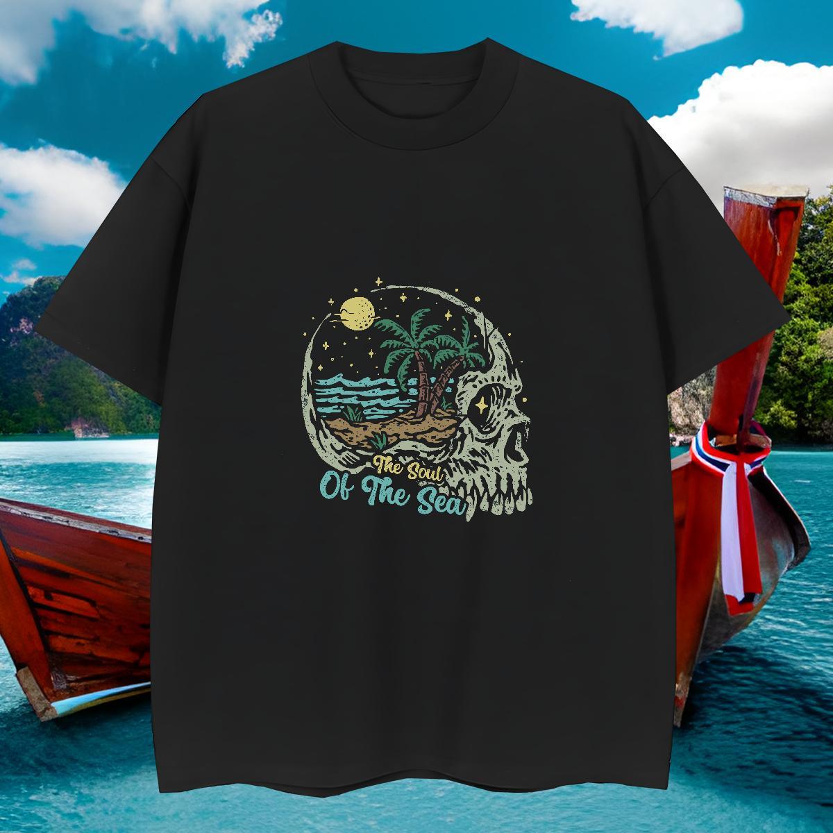 Cool Design T Shirts Men 230g Cotton skull Outdoor Customized O Neck Short Sleeves Men Tees New Tops