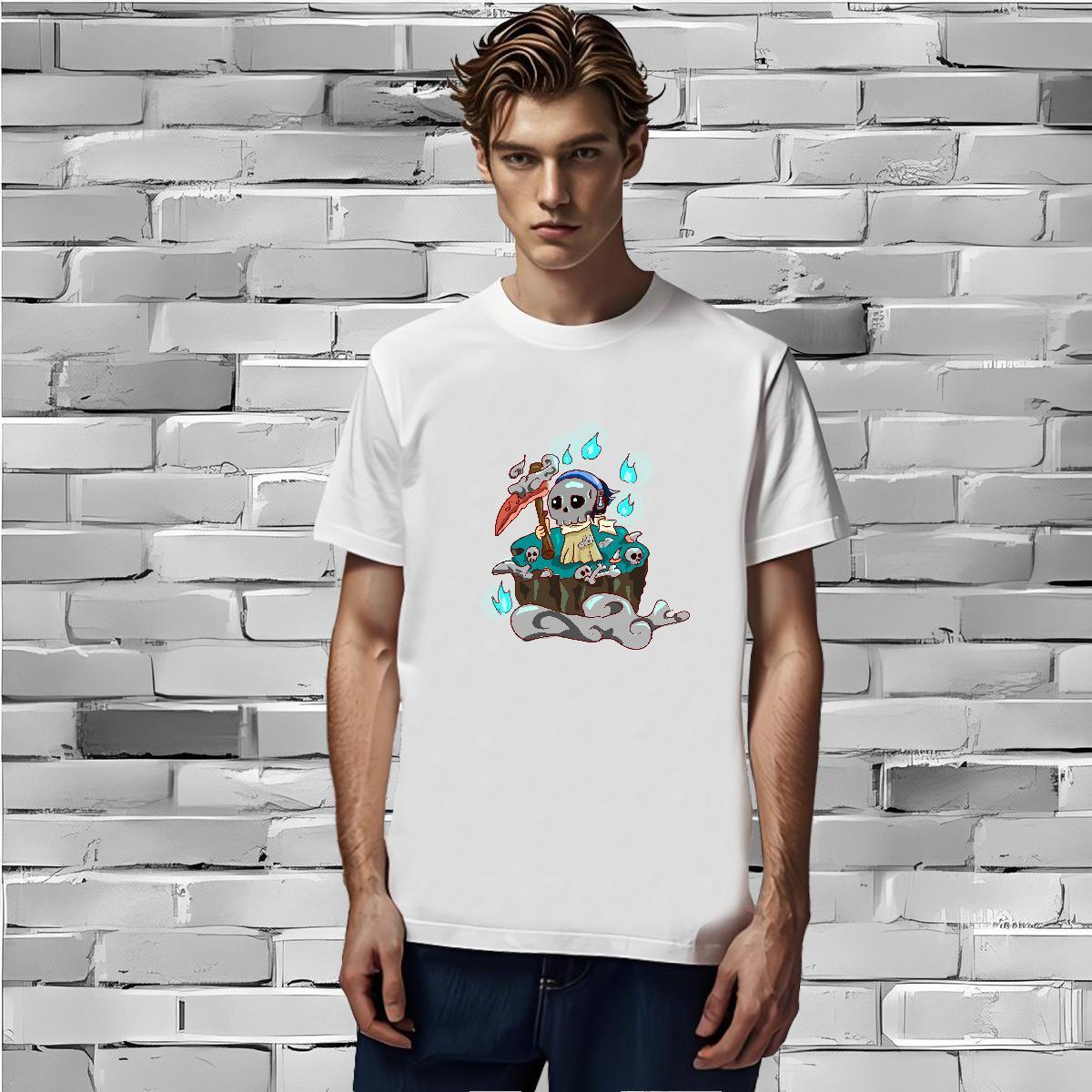 Unisex Mens T Shirts 230g Cotton skull Street Wear Custom Printing Breathable Crew Neck Men Tshirts 2024 DIY Polos