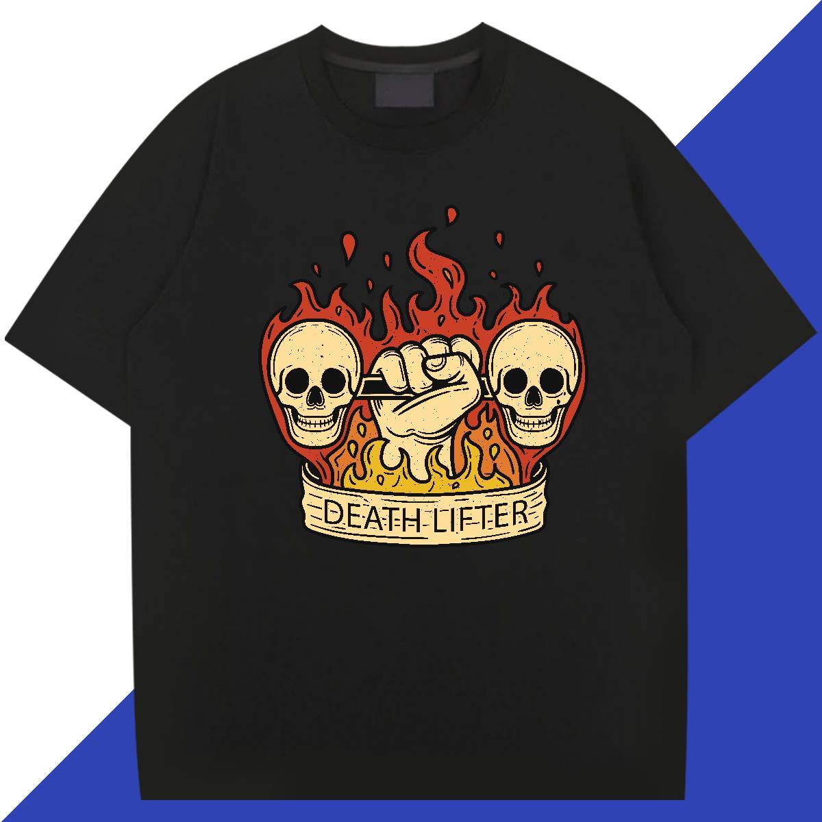 Loose T-Shirts for Men 100% Cotton 230g skull Outdoor Asian Size Breathable Short Sleeve Tshirt for Man Woman Custom Top Tees