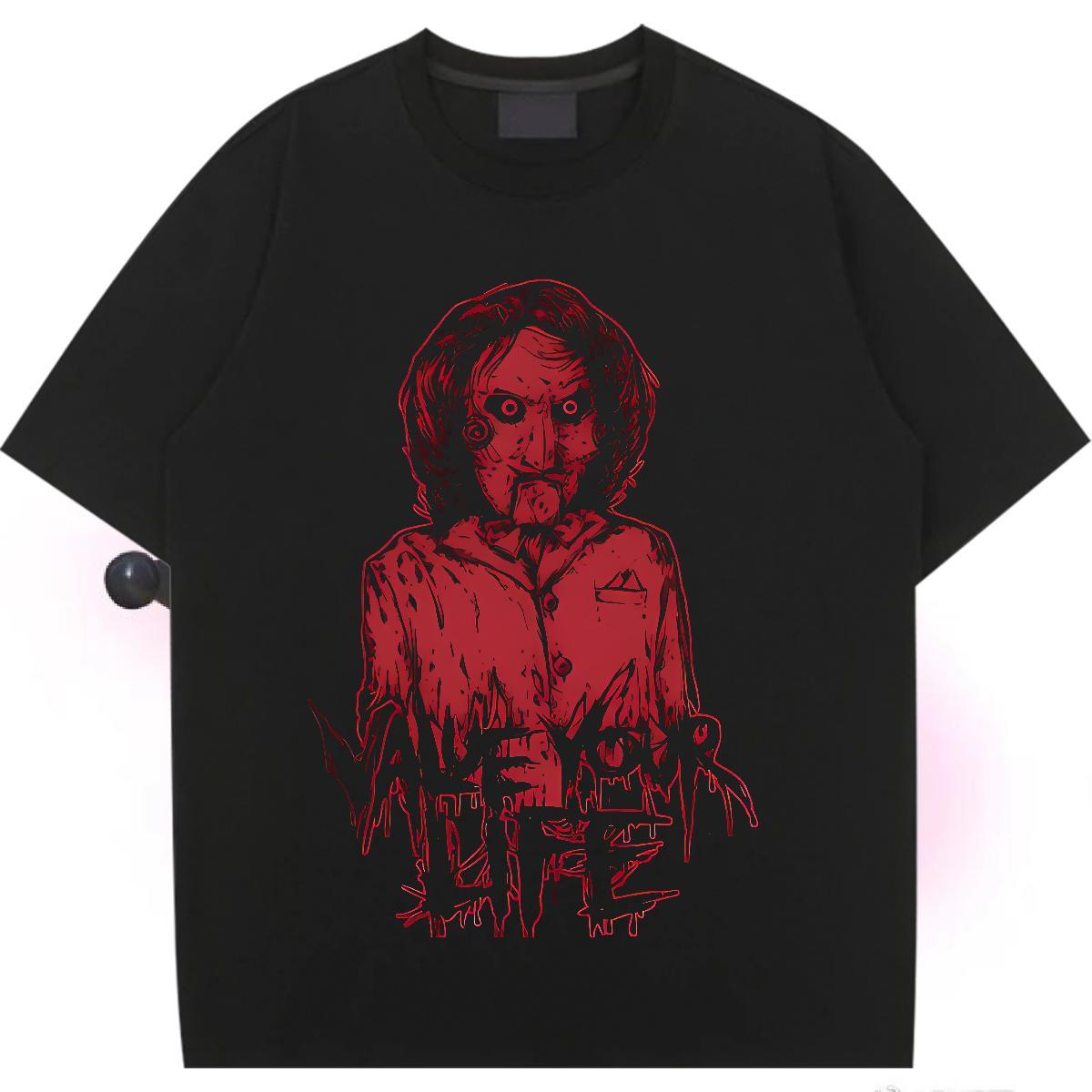 Free Shipping Tshirt for Man Woman 230g Cotton scary Sport T-Shirts Crew Neck Breathable Cartoon Anime Polos