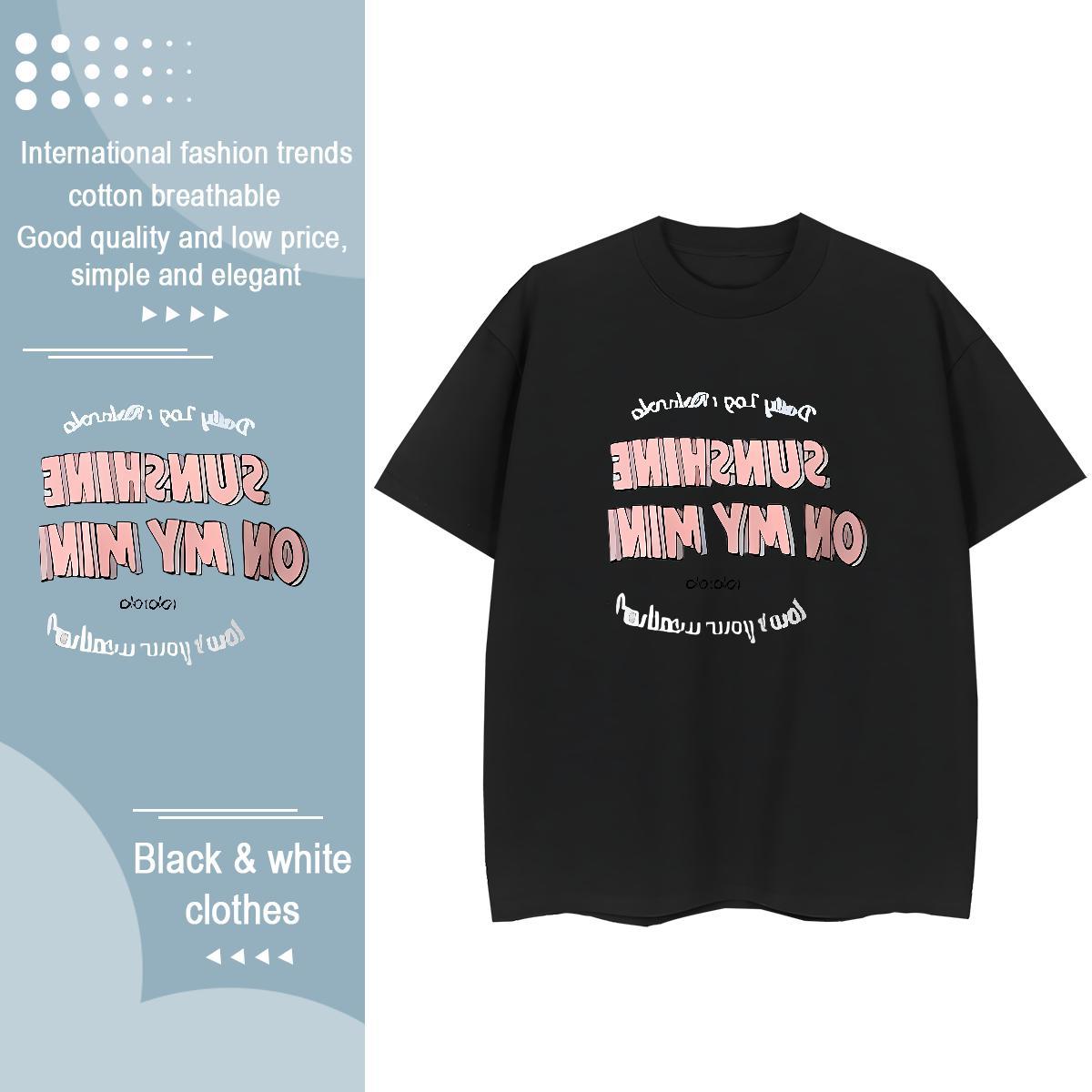 Female Couples T Shirts 230g Cotton letter Street Casual Women T Shirts Short sleeve Soft DIY Anime Printed Tee Shirt