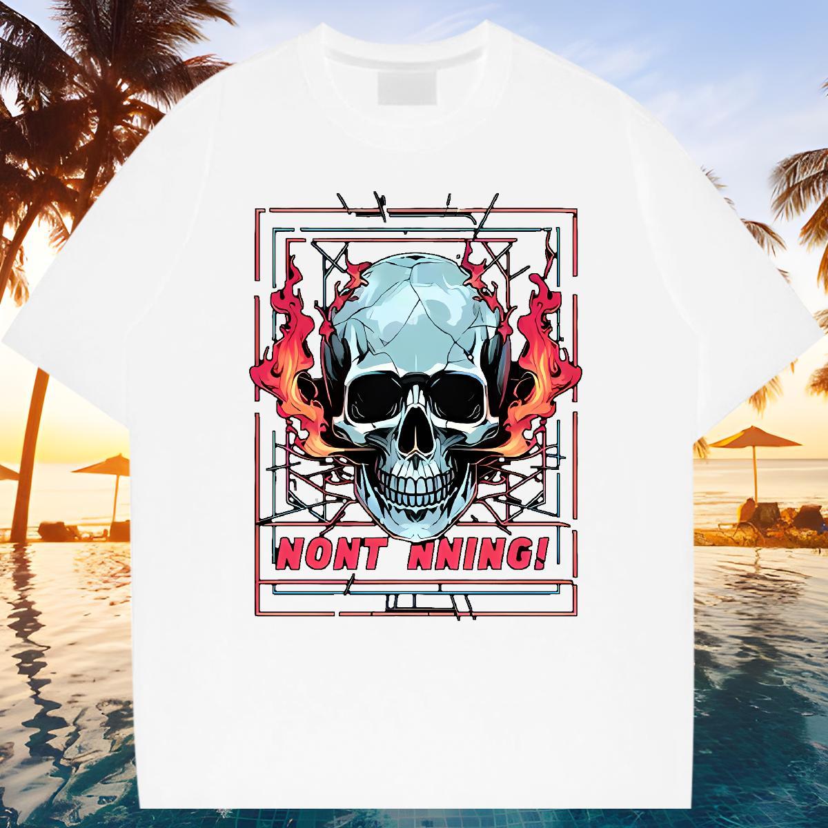 Soft T Shirt For Man 230g Pure Cotton skull Hip Hop Street Custom Big Size Breathable Short Sleeve Couples T Shirts Factory Direct Tops Tees