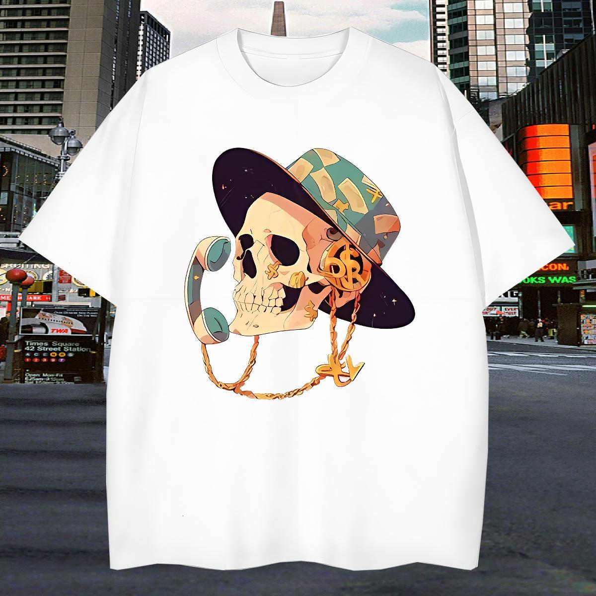 Cool T Shirt For Man 100% Cotton 230g skull Casual Customized Breathable Soft Men Tops Tees Brand Top Tees