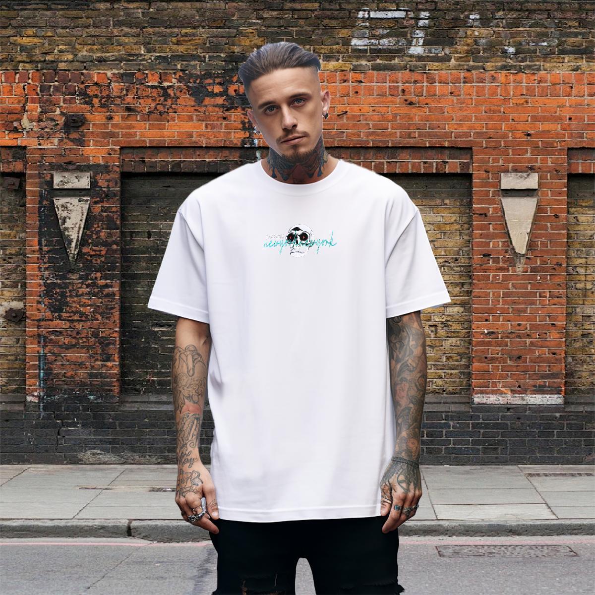 TOP Quality Men T Shirts 100% Cotton 230g skull Home Outdoor Custom Anime Breathable Short Sleeve Tshirt for Man Woman Classic Clothings