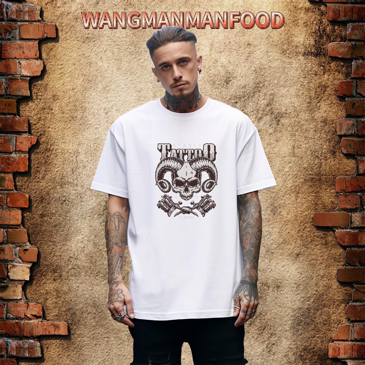 Free Shipping Man T Shirts 230g 100% Cotton skull Daily Outfit Custom Cartoon Breathable Tshirts Fashion Designer Wear
