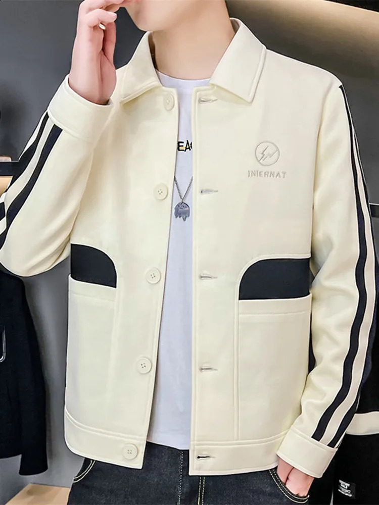 Mens spring and summer casual slim fit spliced long sleeved jacket in 4 colors available for mens 240824