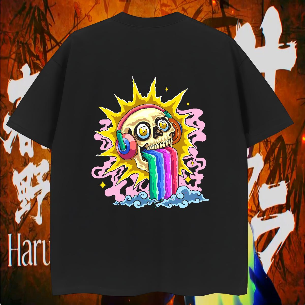 Free Shipping Man T Shirts 230g Cotton skull Sport Plus Size Custom Breathable Short Sleeve Tshirts New Clothes