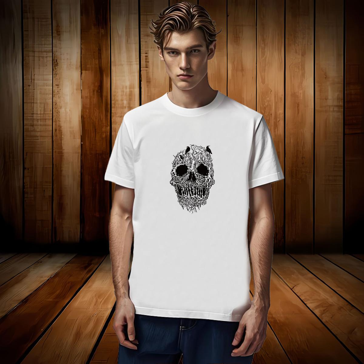 Cool Mens T Shirts 100% Cotton 230g skull Street wear Hip Hop Custom Print Oversized Round Neck Short Sleeve Tshirts Fashion New Tops Tees