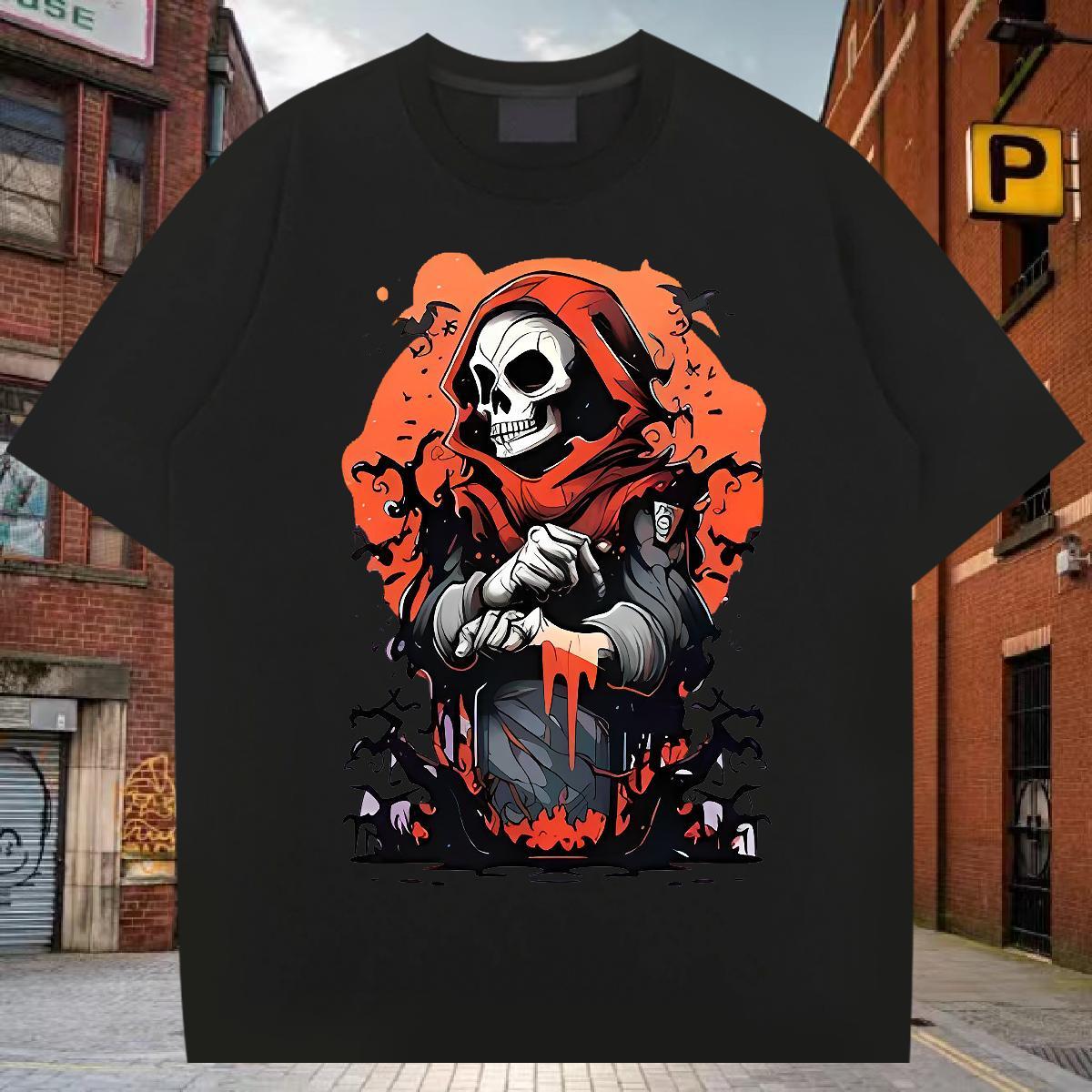 Wholesale T-Shirts 100% Cotton 230g skull Daily Outfit Custom Printing Breathable Crew Neck Mens Tshirts 2024 DIY Tee Shirt