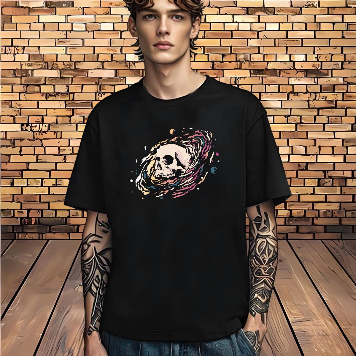 TOP Quality T shirt 100% Cotton 230g skull Street Wear DIY Anime Breathable Short Sleeve Men Tees DIY Customized Tops Shirt