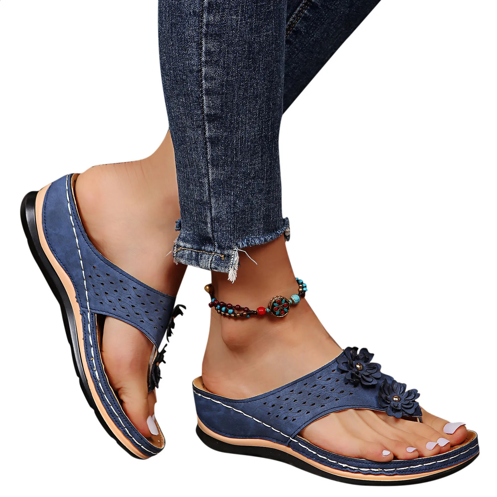 Flip up womens platform flip up 2024 summer flat bottomed slider clamp flip up slider T with sandals Plus size 36-43 240823