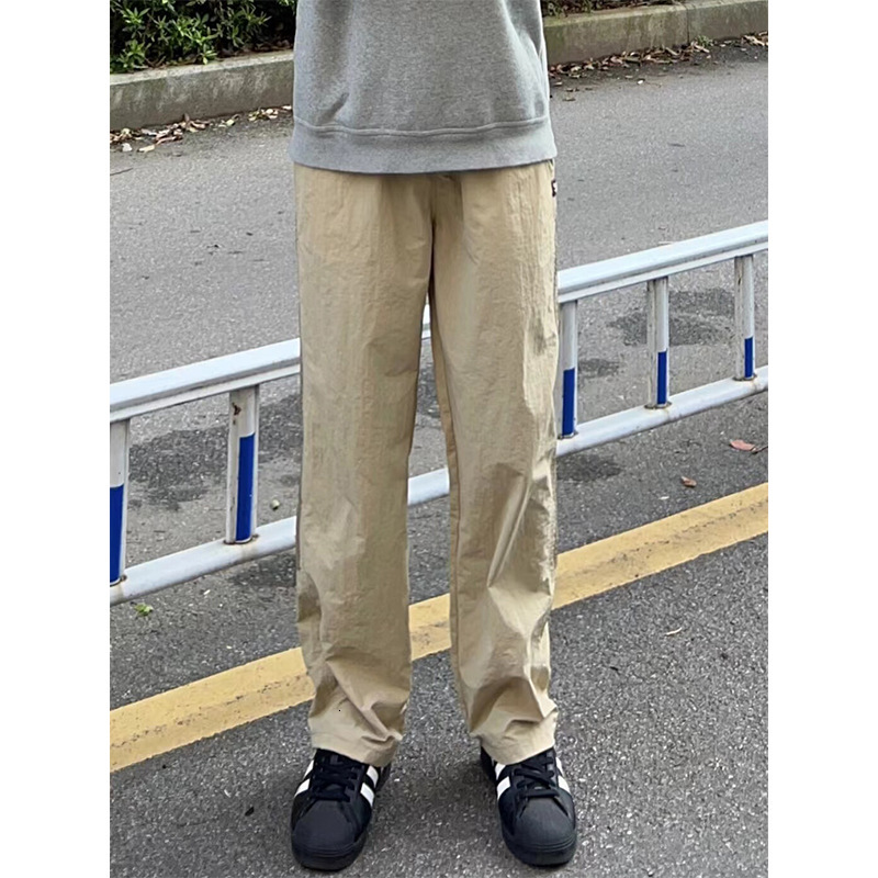 Korean Style Striped Pants Mens Summer New Quick Drying Work Pants Straight Leg Sports Casual Long Pants