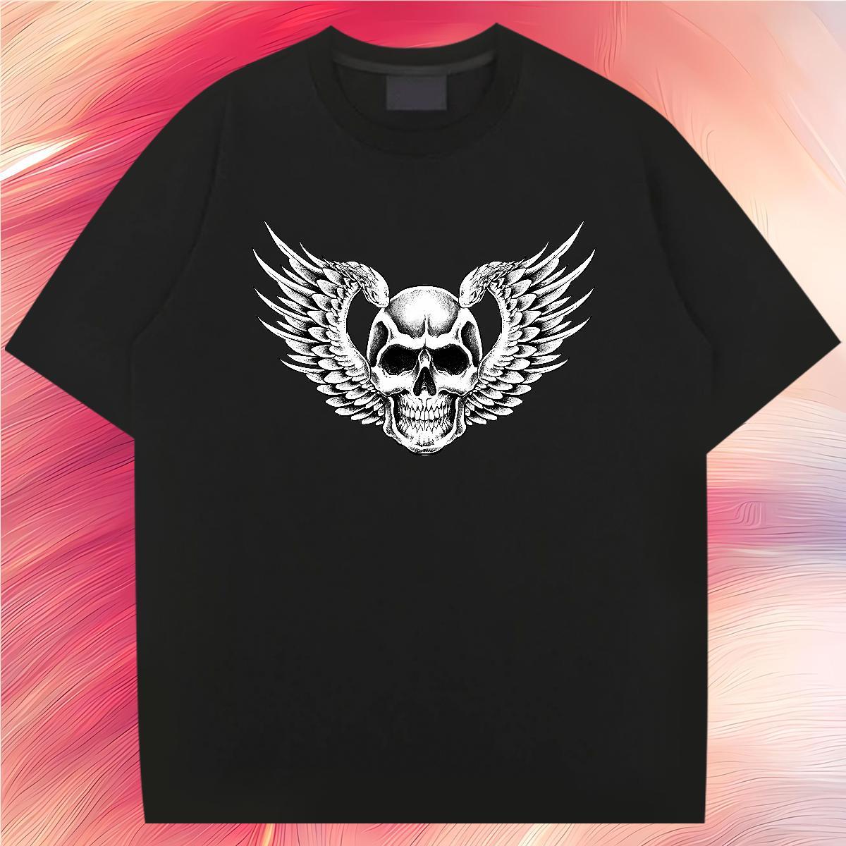 Popular T-Shirts 100% Cotton 230g skull Summer Casual Custom Cartoon Breathable Short Sleeve Men Tshirts Factory Direct Clothes