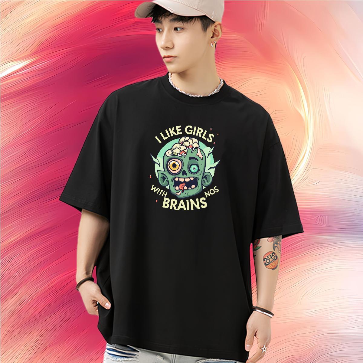 Cool T-Shirts 230g Cotton skull Daily Outfit Anime Round Neck Short Sleeve Couples T Shirts New Tee Shirt