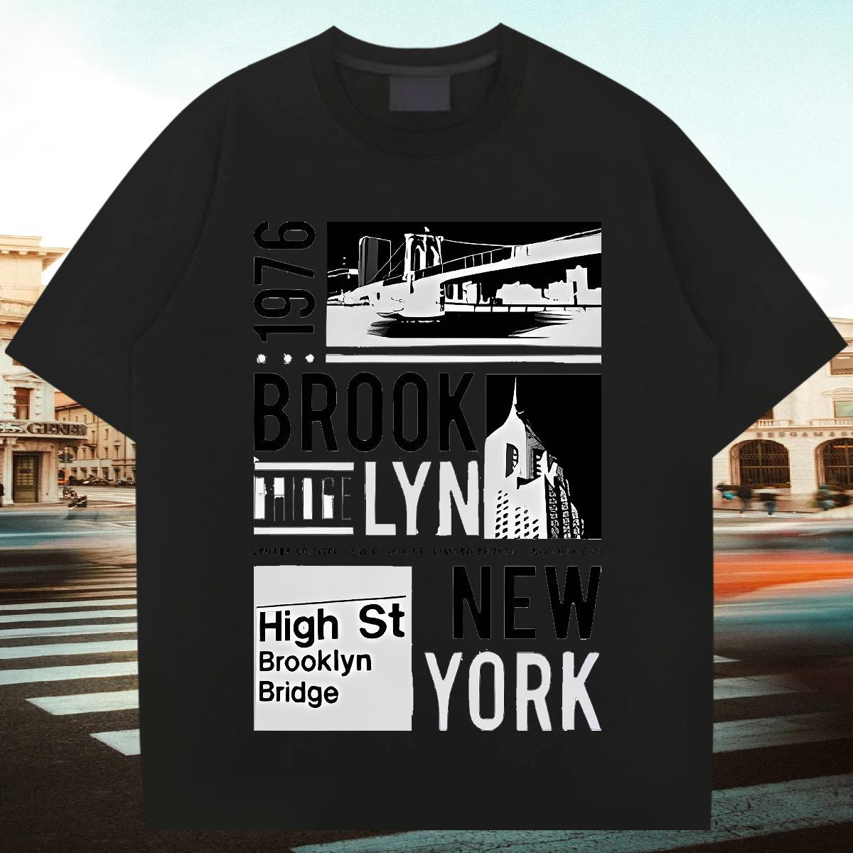 Loose Fit T-Shirts for Men 230g Cotton New York Casual Daily Wear Asian Size Pure Cotton Men Tees Designer Tees Shirts