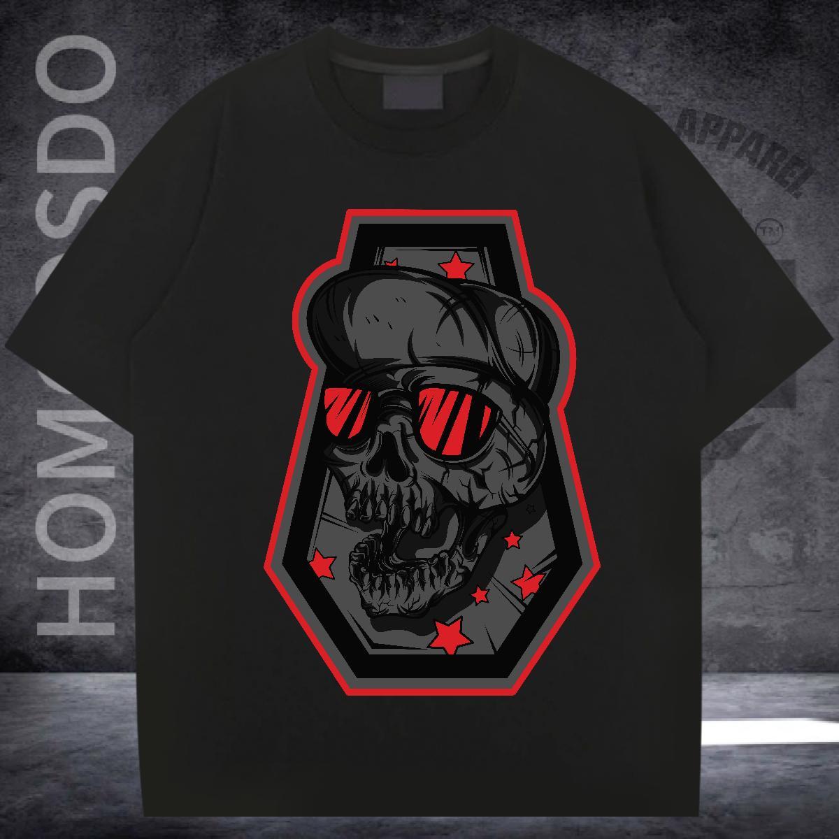 Free Shipping T-Shirts for Men 230g 100% Cotton skull Street Wear Customized Print Breathable Short Sleeve Men Tshirts Classic Casual Tops