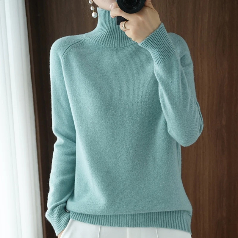 Women Autumn Winter Turtleneck Sweater Elegant Slim Solid Ribbed Knitted Cashmere Jumpers Female Long Sleeve Pullover Knitwear 240824