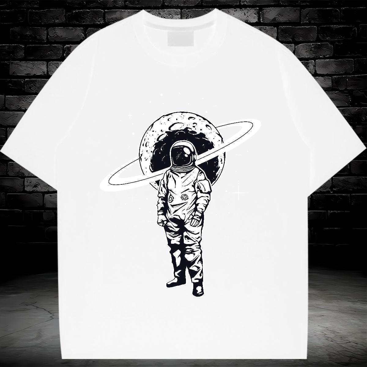 Nice Couples T Shirts 230g Pure Cotton cosmonaut Casual Sport T shirt Crew Neck Breathable Anime Clothes