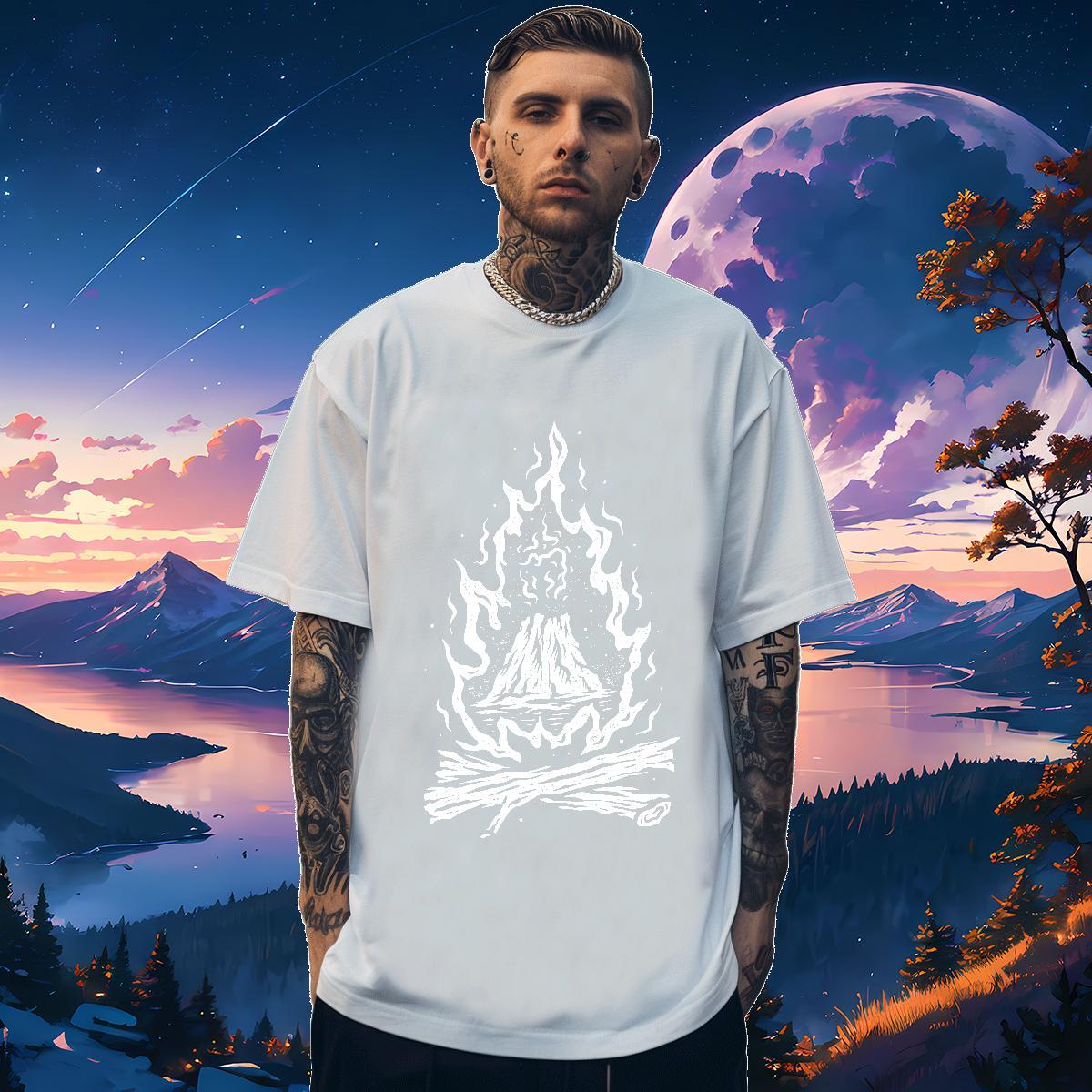 High Quality T Shirt For Man 230g Pure Cotton skull Outdoor Asian Size Round Neck Short Sleeve Men Tops Tees Brand Clothings