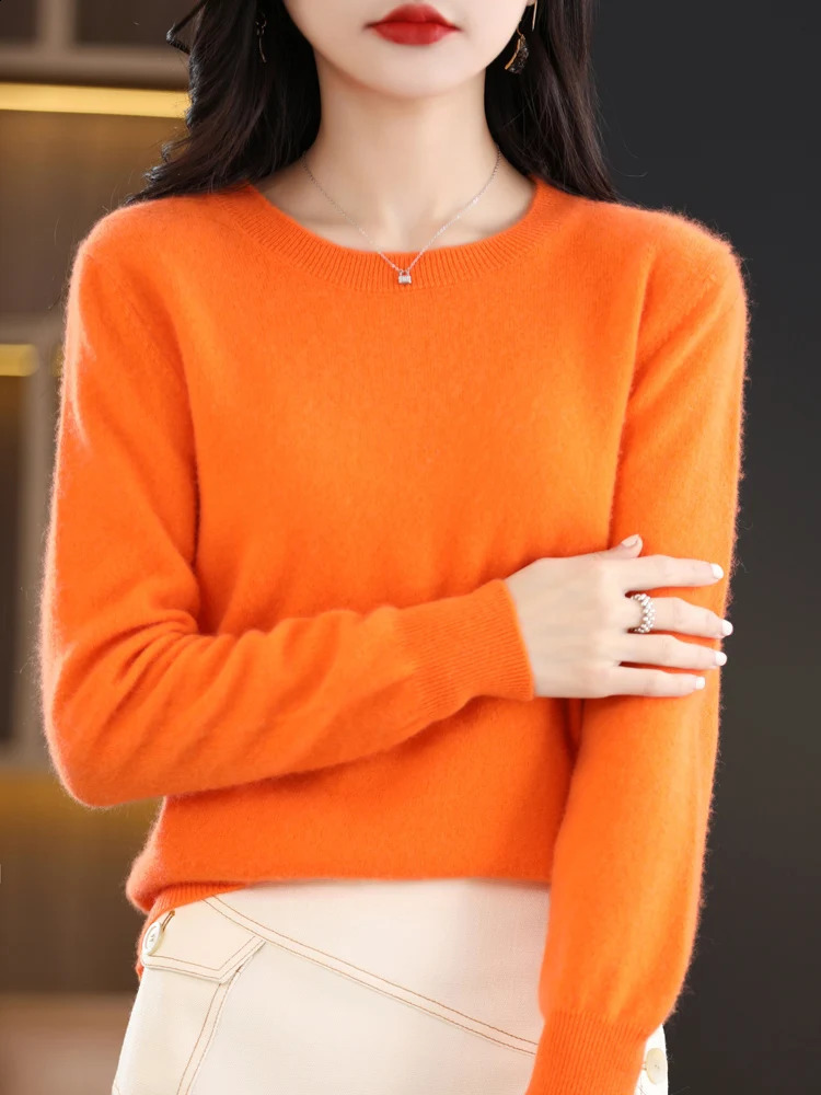 Women 100% Merino Wool Sweater O-Neck Long Sleeve Cashmere Knitwear Pullover Aliselect Fashion Autumn Winter Clothing Tops 240824