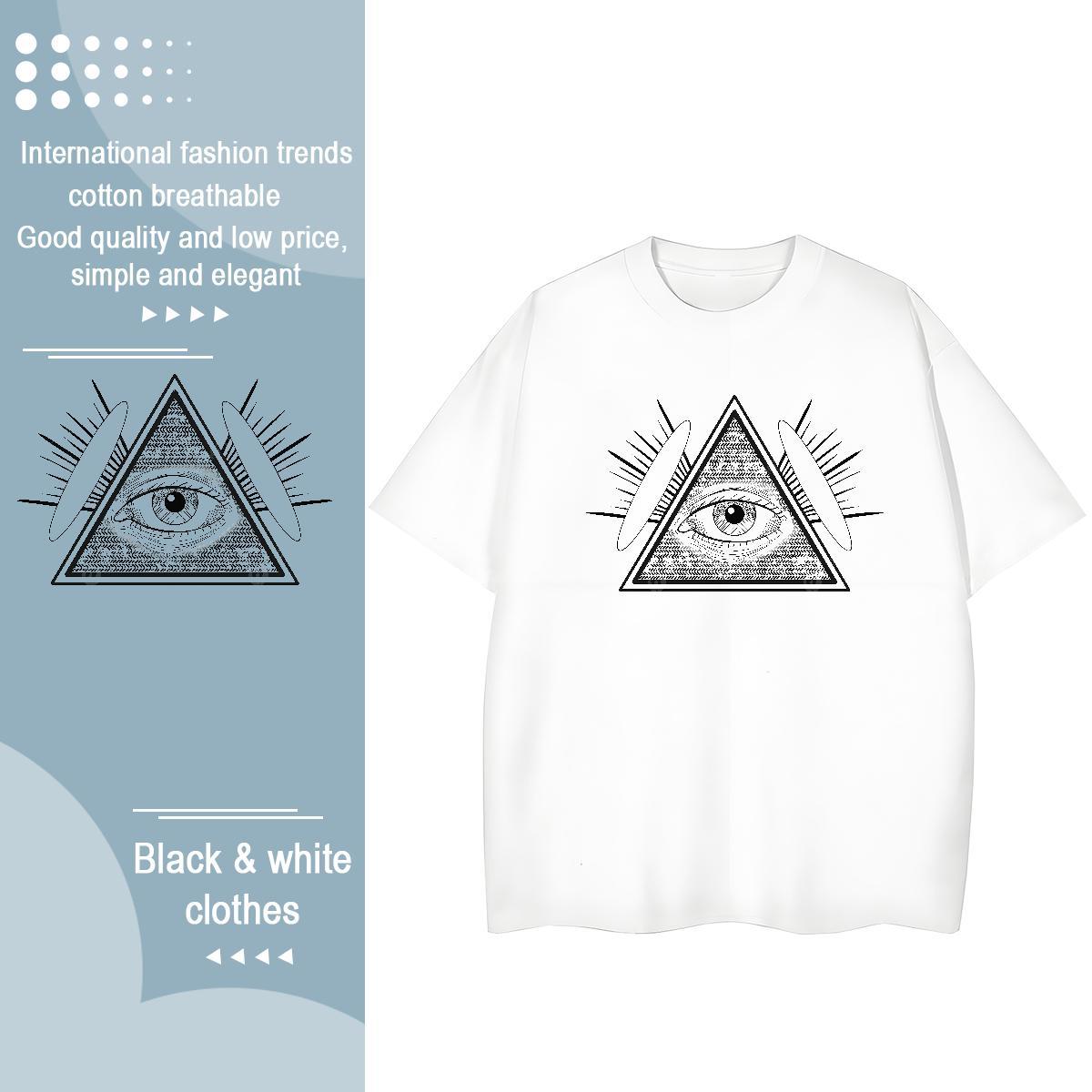 Cool Design T Shirts Men 230g 100% Cotton eye of the devil Daily Outfit Graphic Crew Neck Breathable Men Tops Tees Fashion Design Polos
