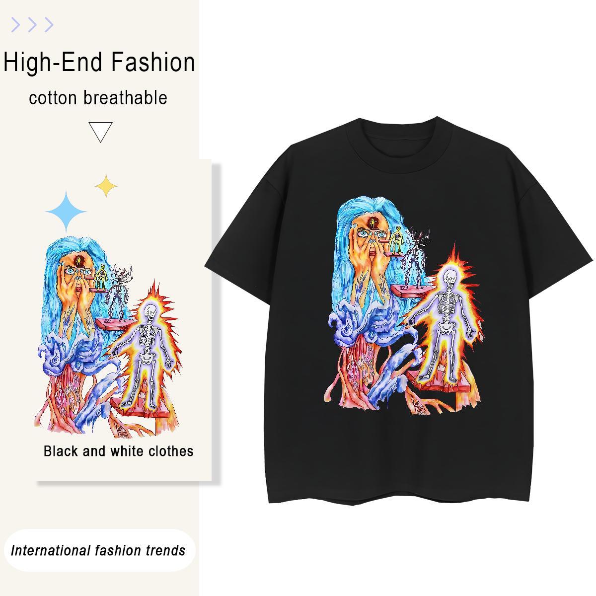Unisex Women Tees 230g 100% Cotton women Sport T-Shirts Breathable Soft Black Oversized Clothes